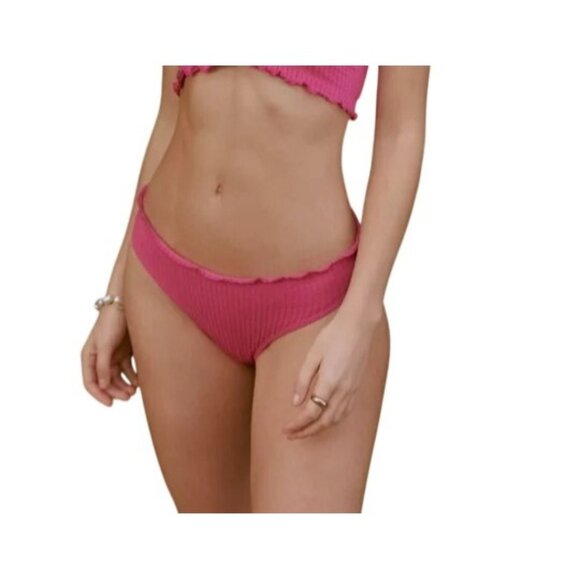 Out From Under Other - Out From Under Seamless Puckered Bikini Bottom S Berry Pink Ruffles Flirty NWOT